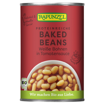 Baked Beans in der Dose, weiße Bohnen in Tomatensa