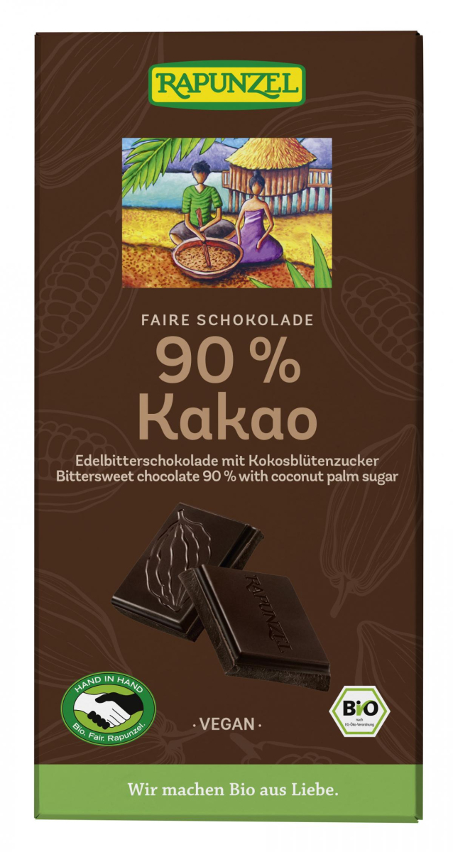 Bitterschokolade 90% Kakao mit Kokosblütenzucker H