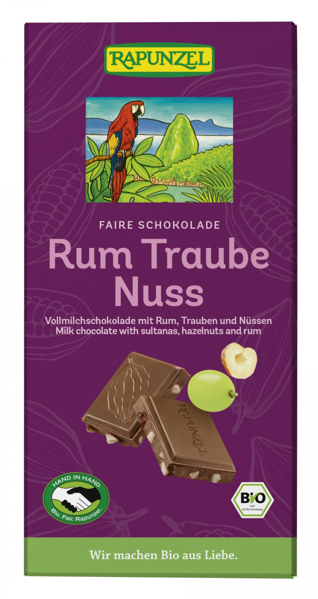 Rum-Trauben-Nuss-Vollmilch Schokolade HIH