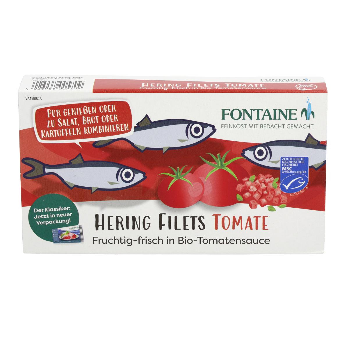 Heringsfilets in Bio-Tomatencreme m. Tomatenstück.