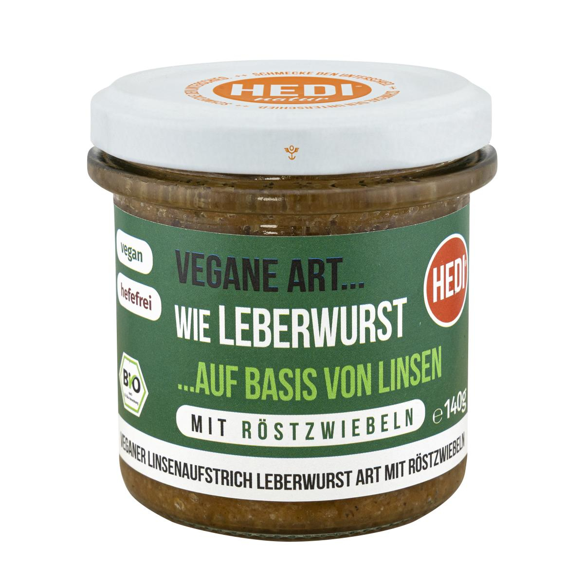 Leberwurst vegan, mit Röstzwiebeln,