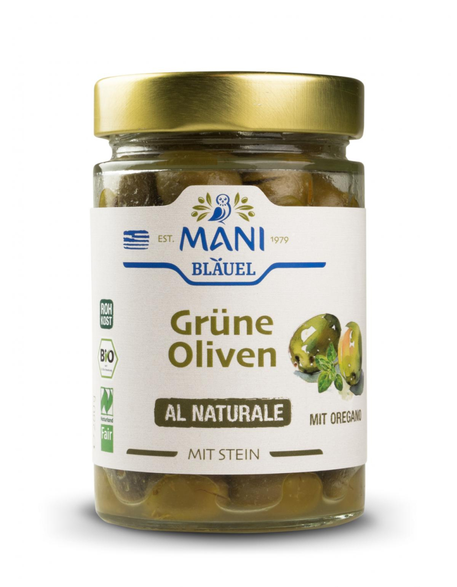 Grüne Oliven al naturale