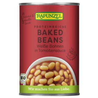 Baked Beans in der Dose, weiße Bohnen in Tomatensa