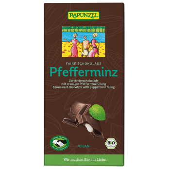 Zartbitter Schokolade mit Pfefferminzfüllung HIH