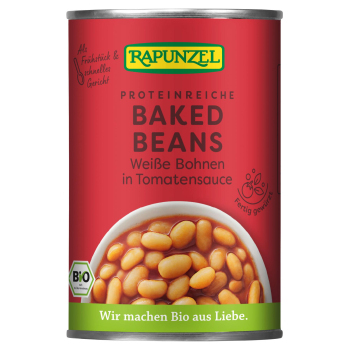 Baked Beans in der Dose, weiße Bohnen in Tomatensa